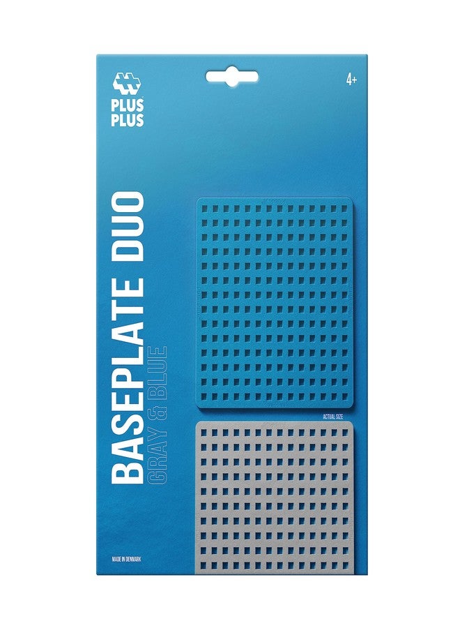 Plus-Plus PLUS PLUS - Baseplate Duo, Gray and Blue - Base Accessory for Building and displaying Creations, 4.5 X 4.5 inches, Construction Building STEM | STEAM Toy for Kids - Image 1